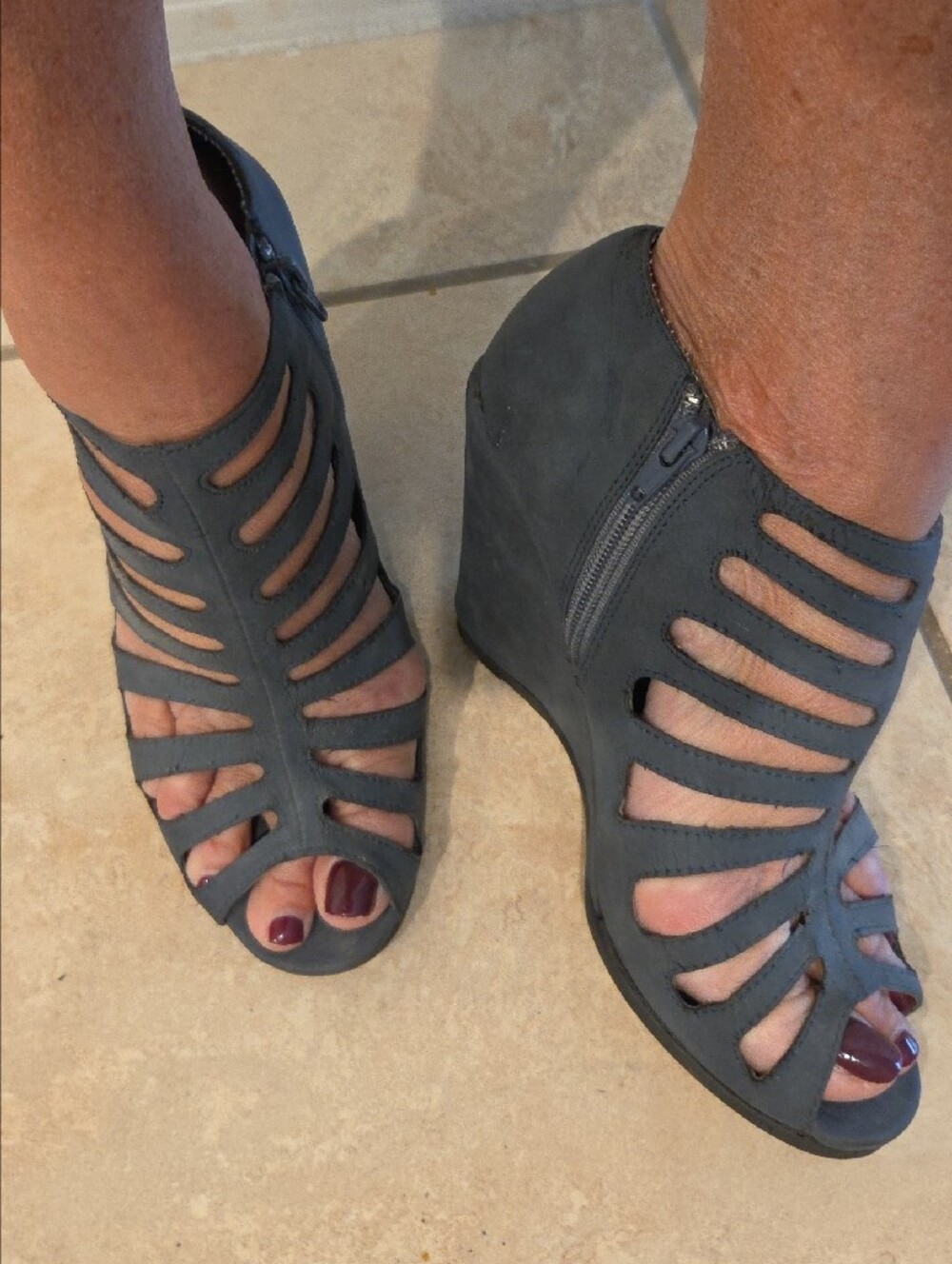 Coconuts by Matisse Gray Cutout Wedge Booties
